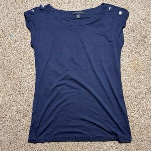 Banana Republic navy blue sleeveless top with shoulder buttons NWOT